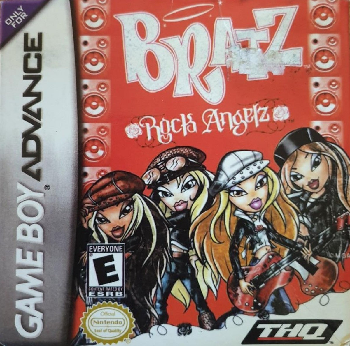 Bratz: Rock Angelz for Game Boy Advance with fashion-themed adventure and music-focused gameplay front cover