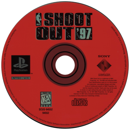 NBA ShootOut 97 disc for PlayStation 1 (PS1) retro basketball video game