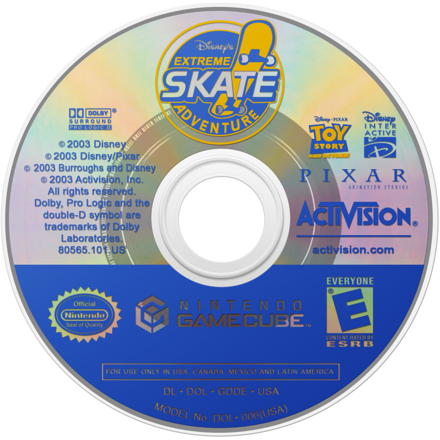 Disney's Extreme Skate Adventure disc for GameCube (GC) skateboarding sports video game