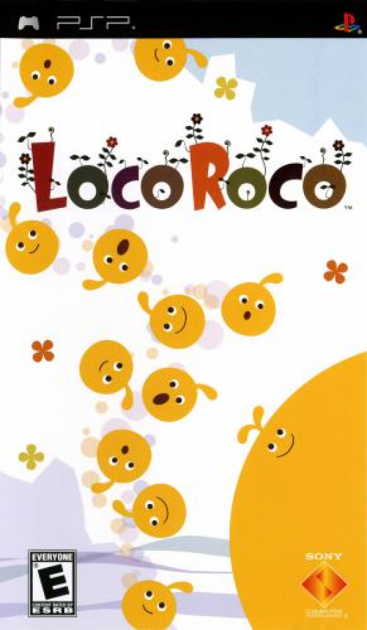 LocoRoco PSP inspired design featuring whimsical platform adventure aesthetic colorful rolling creatures vibrant hand drawn environments cheerful music playful physics based gameplay charming puzzle elements and joyful portable gaming presentation cover art