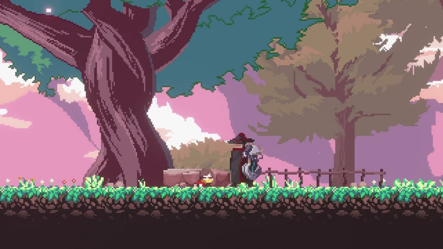 SANABI Nintendo Switch inspired design featuring cyberpunk action platform adventure aesthetic high speed grappling hook traversal dystopian futuristic cityscapes intense side scrolling combat pixel art visuals emotional storytelling challenging missions and stylish sci fi gameplay presentation gameplay 