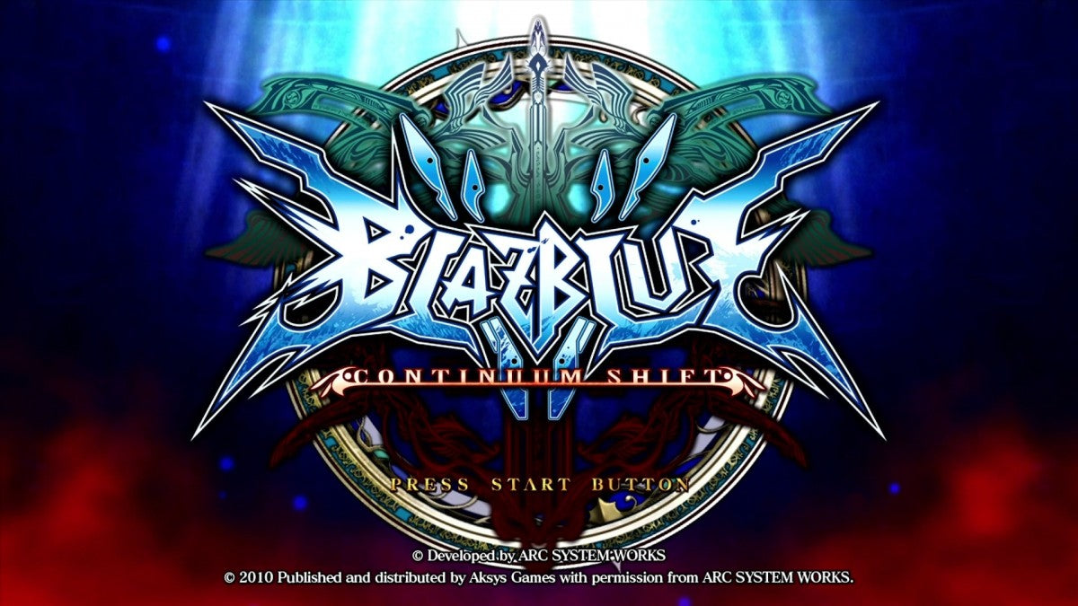 BlazBlue: Continuum Shift start screen for Xbox 360 (X360) fighting video game