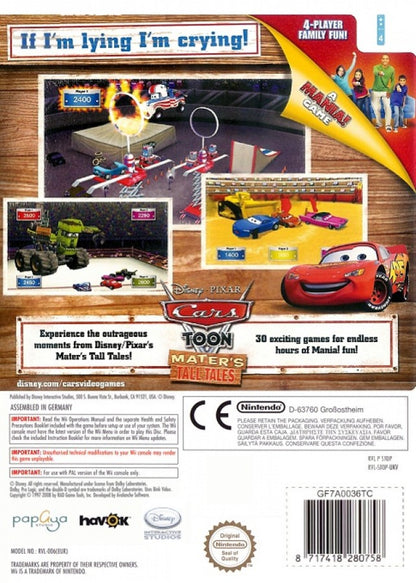 Cars 2 back cover art for Nintendo Wii (Wii) video game