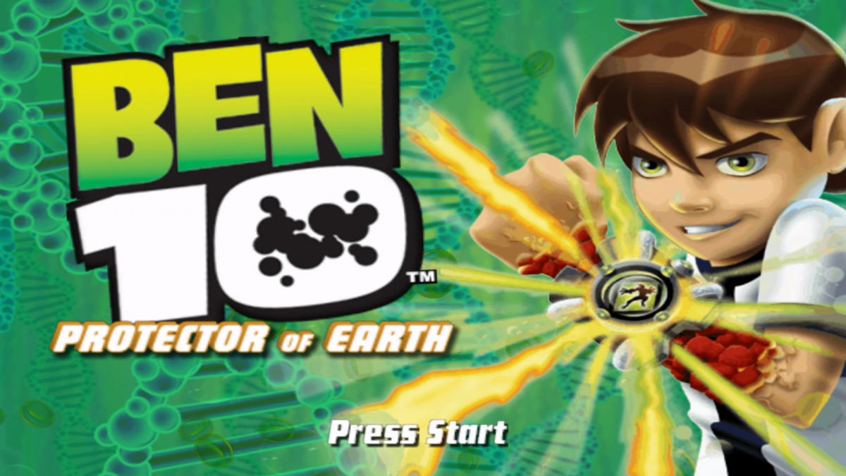 Ben 10: Protector of Earth for PlayStation 2 (PS2) featuring an action beat em up adventure where you transform into iconic aliens to fight enemies solve light puzzles and battle bosses; follow the animated series vibe with combo combat and co op friendly gameplay on PS2 main menu title screen