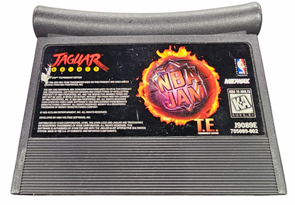 NBA Jam Tournament Edition Atari Jaguar for arcade basketball video game fans featuring high flying dunks two on two basketball action turbo boosts exaggerated gameplay classic NBA teams and players fast paced matches special moves and retro Atari Jaguar gaming collectible appeal close up