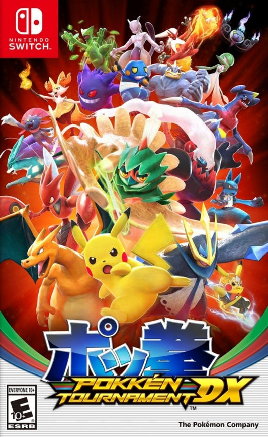 Pokkén Tournament DX Nintendo Switch video game, fighting action, Pokémon battles, competitive multiplayer gameplay, console title front cover