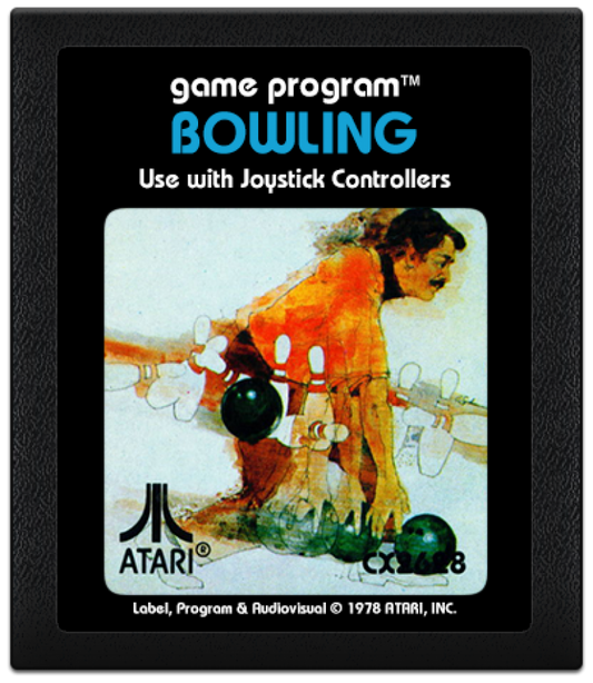 Bowling: Text Label - Blue cartirdge art for Atari 2600 (2600) video game