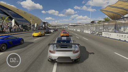 Forza Motorsport 7 Ultimate Edition Steelbook Xbox One XONE racing simulation game Microsoft Studios Turn 10 Studios motorsport racing cars hypercars track racing realistic driving physics automotive racing game collector steelbook edition Xbox racing game disc edition ultimate content pack bonus cars tracks garage customization driving simulator gameplay 