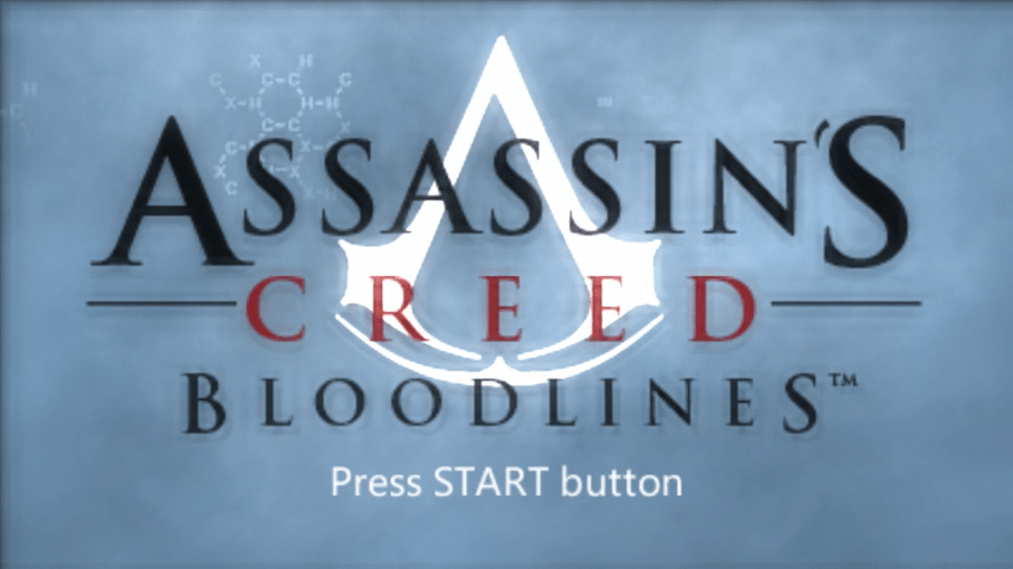 Assassin's Creed Bloodlines title screen for PlayStation Portable video game