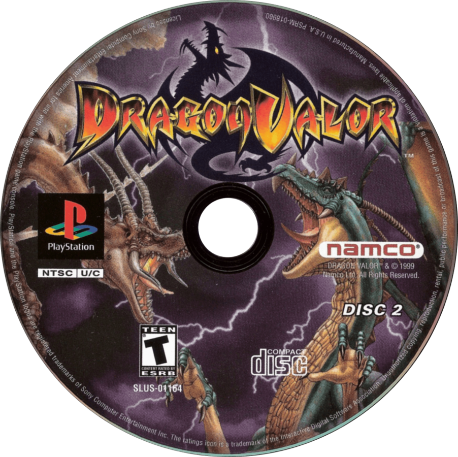 Dragon Valor PS1 PlayStation 1 action RPG hack and slash fantasy dragon themed adventure game retro video game disc 2