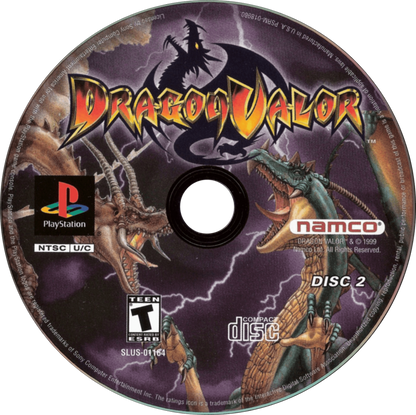 Dragon Valor PS1 PlayStation 1 action RPG hack and slash fantasy dragon themed adventure game retro video game disc 2