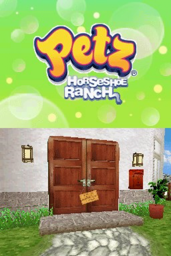 Petz Horseshoe Ranch for Nintendo DS (DS), gameplay for a retro video game featuring horse care simulation gameplay, ranch management, riding challenges, pet customization, and family-friendly adventure activities