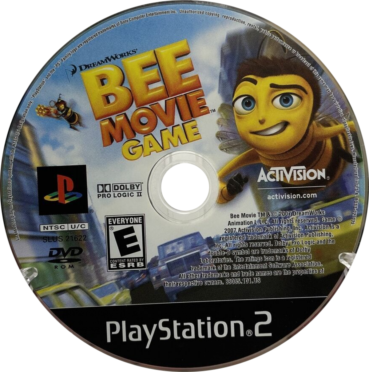 Bee Movie Game for PlayStation 2 with family-friendly adventure and movie-based theme disc