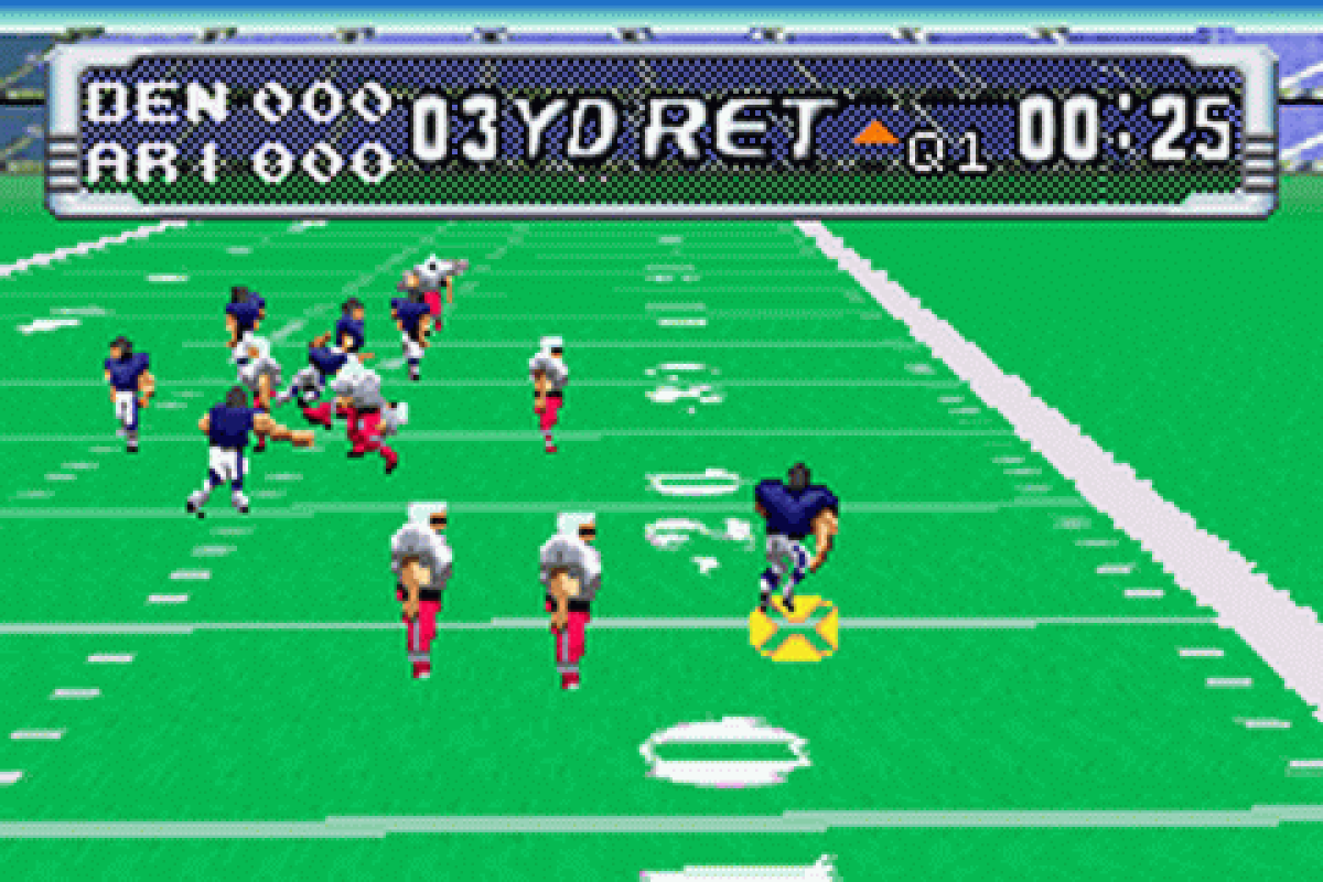 NFL Blitz 2003 Game Boy Advance GBA video game featuring arcade football sports gameplay NFL teams and players fast paced football action hard hitting tackles powerful offensive plays exaggerated sports action passing rushing touchdowns defensive hits multiplayer matches and classic Nintendo handheld arcade football gaming retro video game collection collectible gaming appeal gameplay