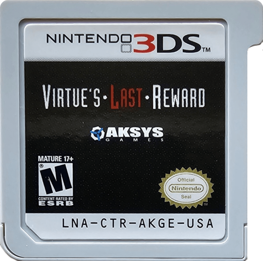 Zero Escape: Virtue’s Last Reward cartridge for Nintendo 3DS (3DS) visual novel adventure video game