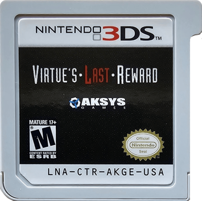 Zero Escape: Virtue’s Last Reward cartridge for Nintendo 3DS (3DS) visual novel adventure video game