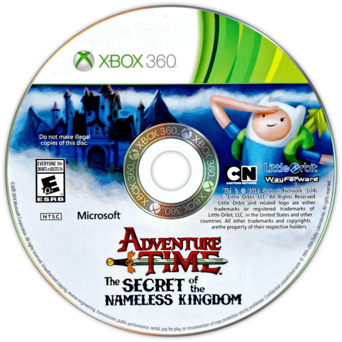 Disc for Adventure Time: The Secret of the Nameless Kingdom – Xbox 360 (X360) video game