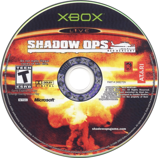 Shadow Ops: Red Mercury retro Xbox video game Shadow Ops Red Mercury military first person shooter tactical combat modern warfare mission based FPS console title Xbox release disc