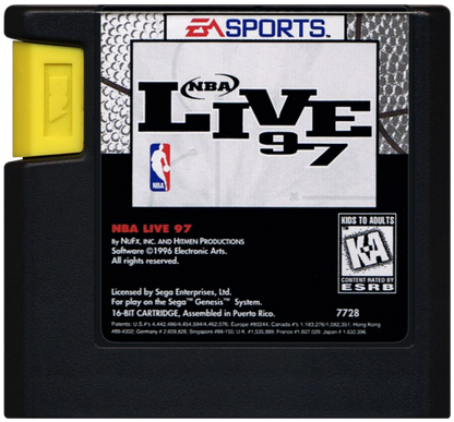 NBA Live 97 cartridge for Sega Genesis (GEN) video game