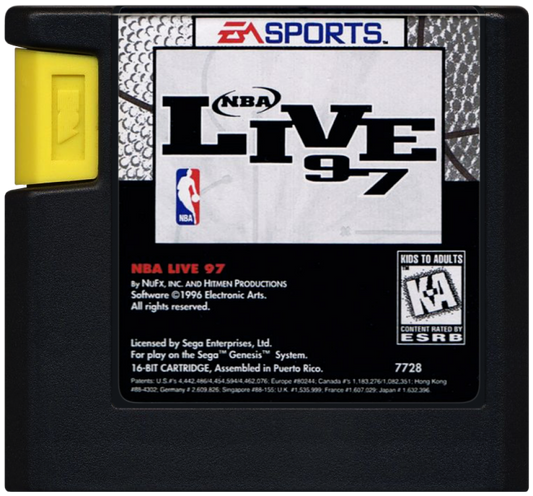 NBA Live 97 cartridge for Sega Genesis (GEN) video game