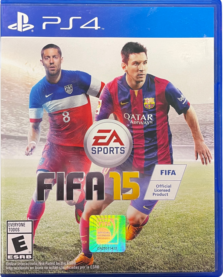 Retro FIFA 15 PS4 inspired design featuring realistic soccer simulation aesthetic next generation sports gameplay immersive stadium atmosphere fast paced football matches licensed teams competitive online play nostalgic EA Sports presentation cover art 