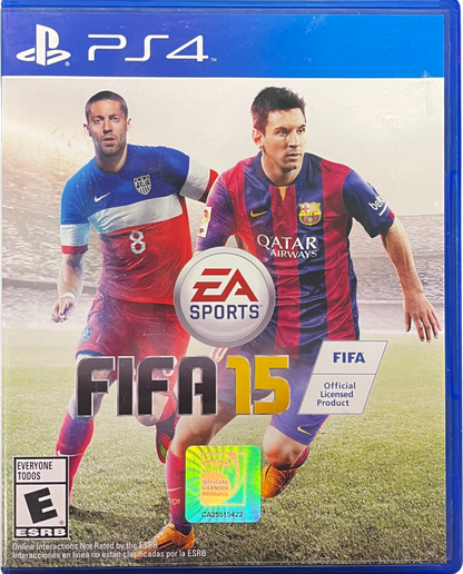 Retro FIFA 15 PS4 inspired design featuring realistic soccer simulation aesthetic next generation sports gameplay immersive stadium atmosphere fast paced football matches licensed teams competitive online play nostalgic EA Sports presentation cover art 