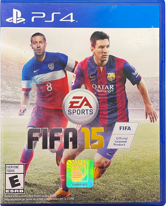 Retro FIFA 15 PS4 inspired design featuring realistic soccer simulation aesthetic next generation sports gameplay immersive stadium atmosphere fast paced football matches licensed teams competitive online play nostalgic EA Sports presentation cover art 