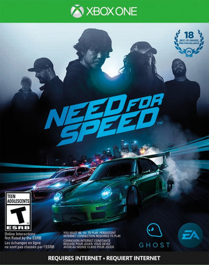 Need for Speed Xbox One racing video game EA Sports Ghost Games street racing car customization tuner cars police pursuit open world racing gameplay drifting nitrous high speed racing simulator arcade racing Xbox One software game title front cover 
