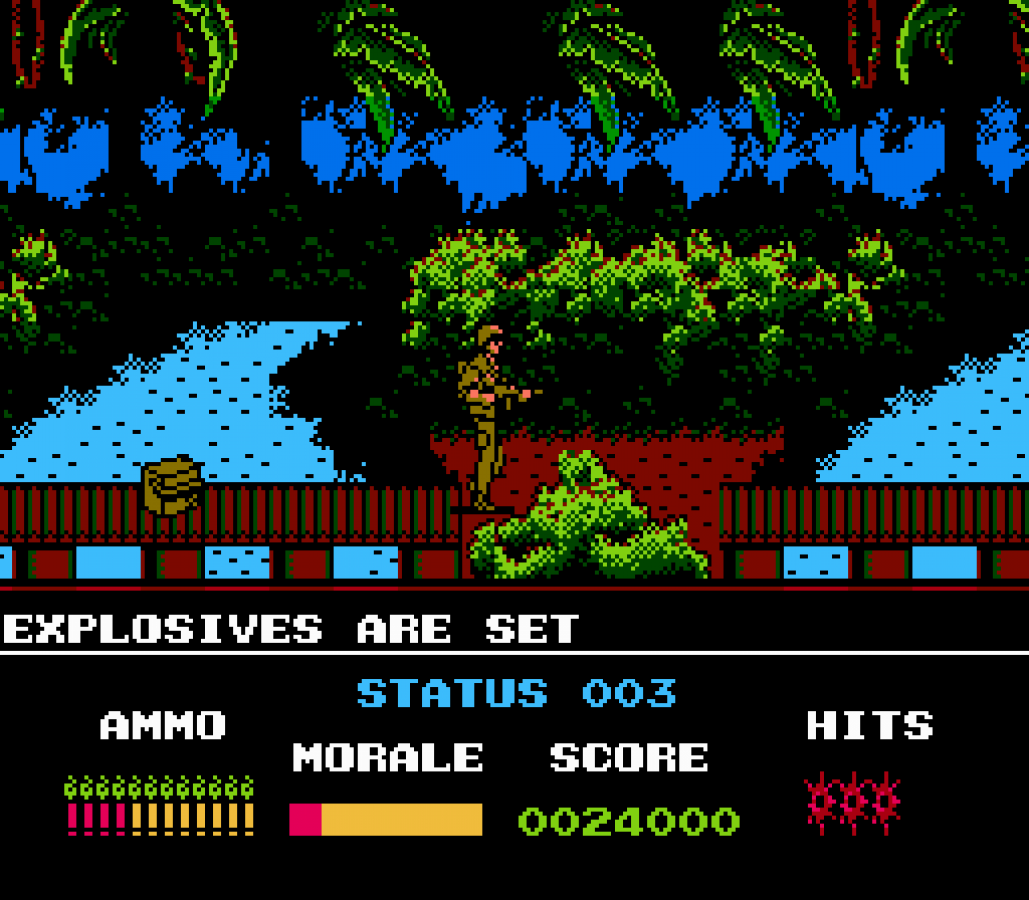 Platoon cartridge for the Nintendo Entertainment System featuring 8 bit side scrolling action based on the Vietnam War with soldier combat missions and tactical gameplay 