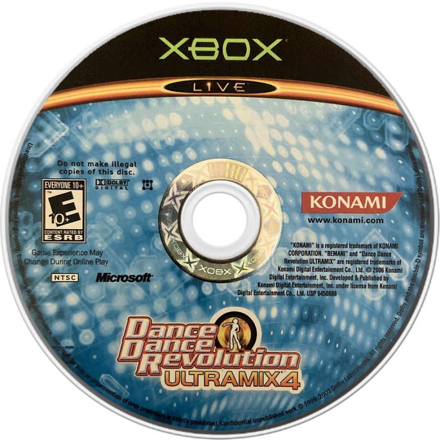 Dance Dance Revolution Ultramix 4 for Xbox (Xbox), disc music rhythm video game.