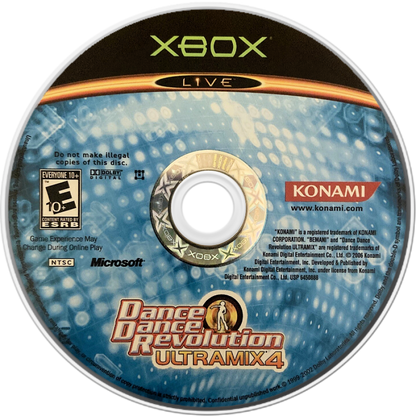 Dance Dance Revolution Ultramix 4 for Xbox (Xbox), disc music rhythm video game.