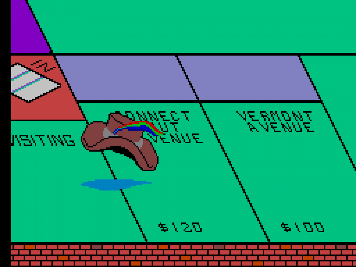 Monopoly gameplay for Sega Master System (SMS) strategy board game adaptation featuring classic Parker Brothers property trading theme
