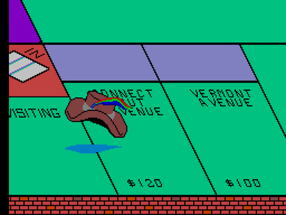 Monopoly gameplay for Sega Master System (SMS) strategy board game adaptation featuring classic Parker Brothers property trading theme