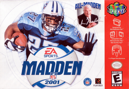 Madden NFL 2001 cover art for Nintendo 64 (N64) video game