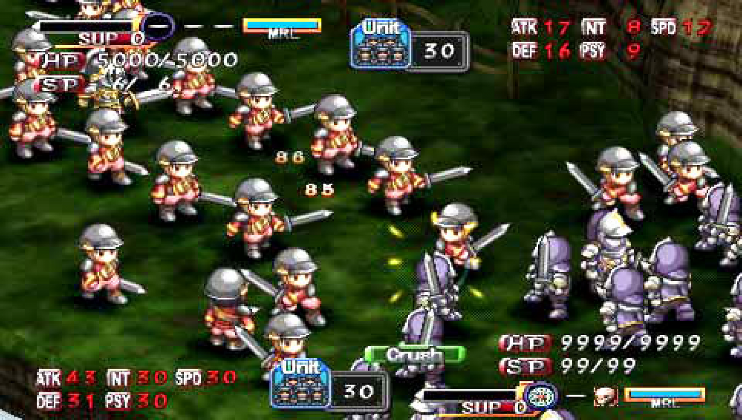 Generation of Chaos PlayStation Portable PSP inspired design featuring fantasy strategy RPG aesthetic large scale tactical battlefield warfare kingdom management turn based combat systems faction based conflict dark medieval world setting and portable strategic gameplay presentation gameplay 