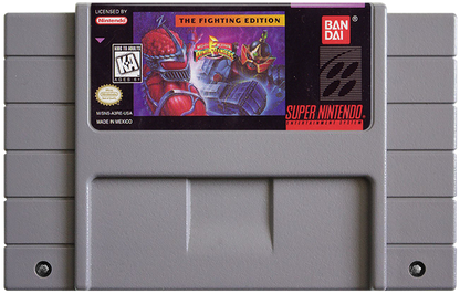 Mighty Morphin Power Rangers The Fighting Edition for Super Nintendo fighting game featuring Rangers and giant Zords arcade style battles versus mode and special attacks based on the TV series cartridge
