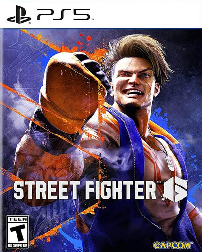 Street Fighter 6 retro PS5 video game Street Fighter 6 fighting game arcade style combat competitive multiplayer one on one battles Capcom fighter console release cover art
