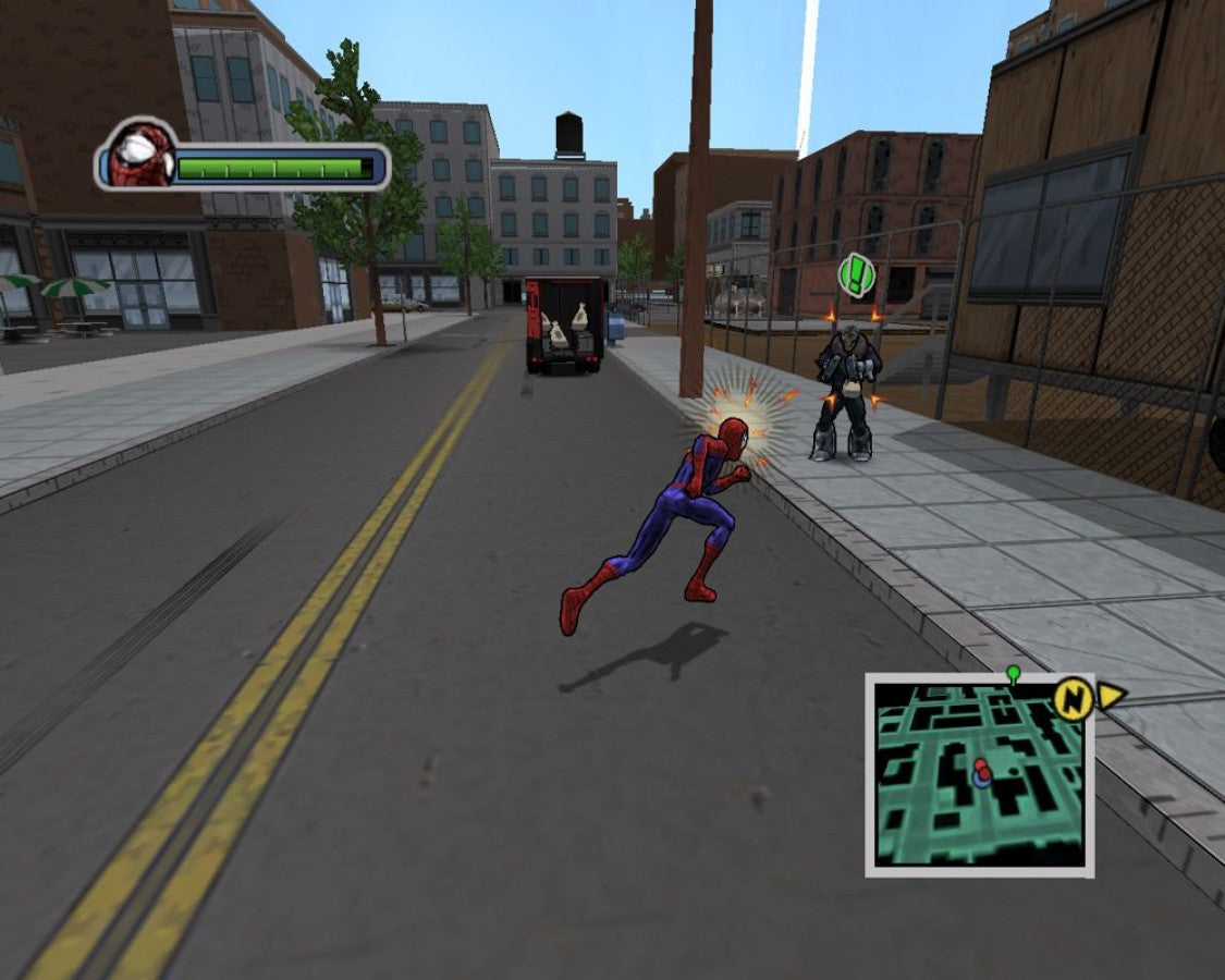Ultimate Spider-Man PlayStation 2 PS2 for action adventure video game fans featuring open world superhero gameplay web swinging exploration intense combat missions Marvel characters Venom storyline comic book inspired visuals city traversal special abilities and cinematic storytelling collectible gaming appeal gameplay 
