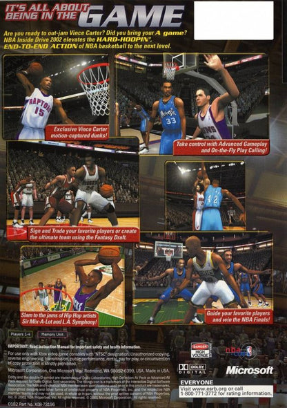 NBA Inside Drive 2002 back cover art for Xbox (XBOX) video game