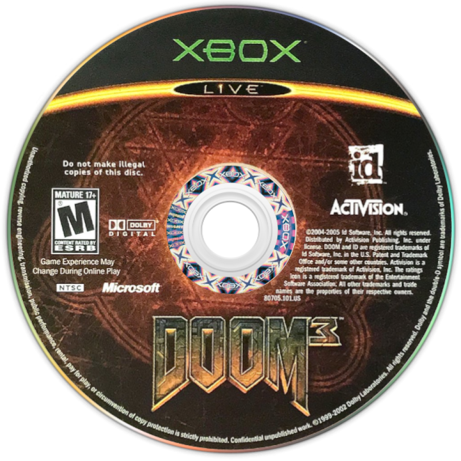 Doom 3 disc cover art for Xbox (XBOX) video game
