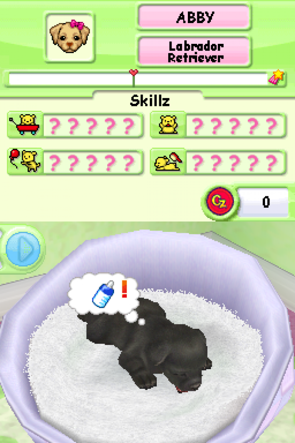 Petz: Nursery gameplay for Nintendo DS (DS) baby care simulation video game
