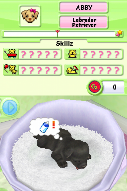 Petz: Nursery gameplay for Nintendo DS (DS) baby care simulation video game
