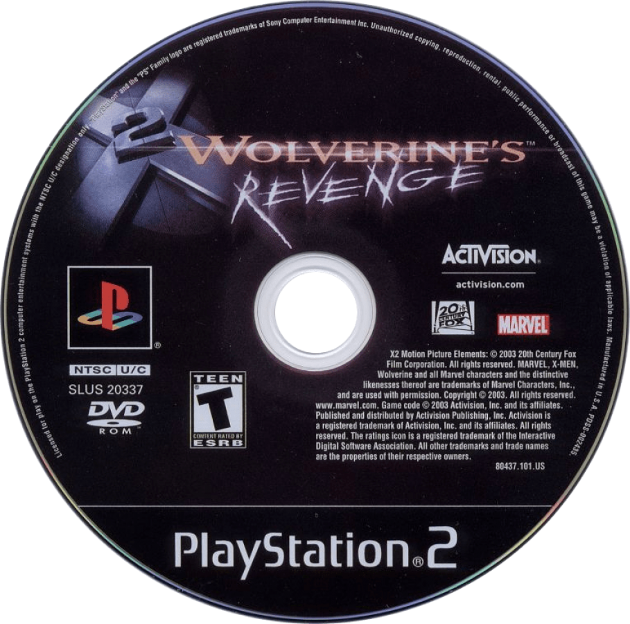 X2: Wolverine's Revenge – PlayStation 2 (PS2) video game disc, action.