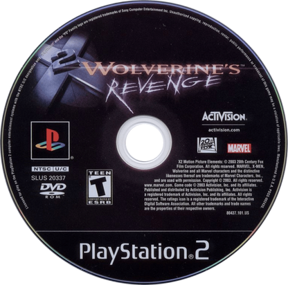 X2: Wolverine's Revenge – PlayStation 2 (PS2) video game disc, action.
