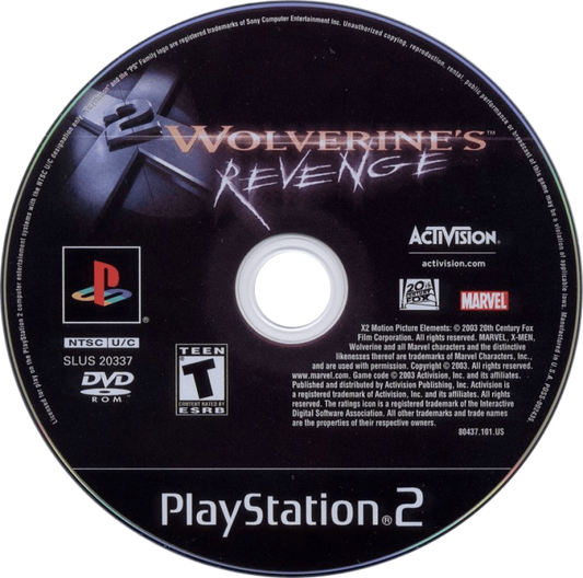 X2: Wolverine's Revenge – PlayStation 2 (PS2) video game disc, action.