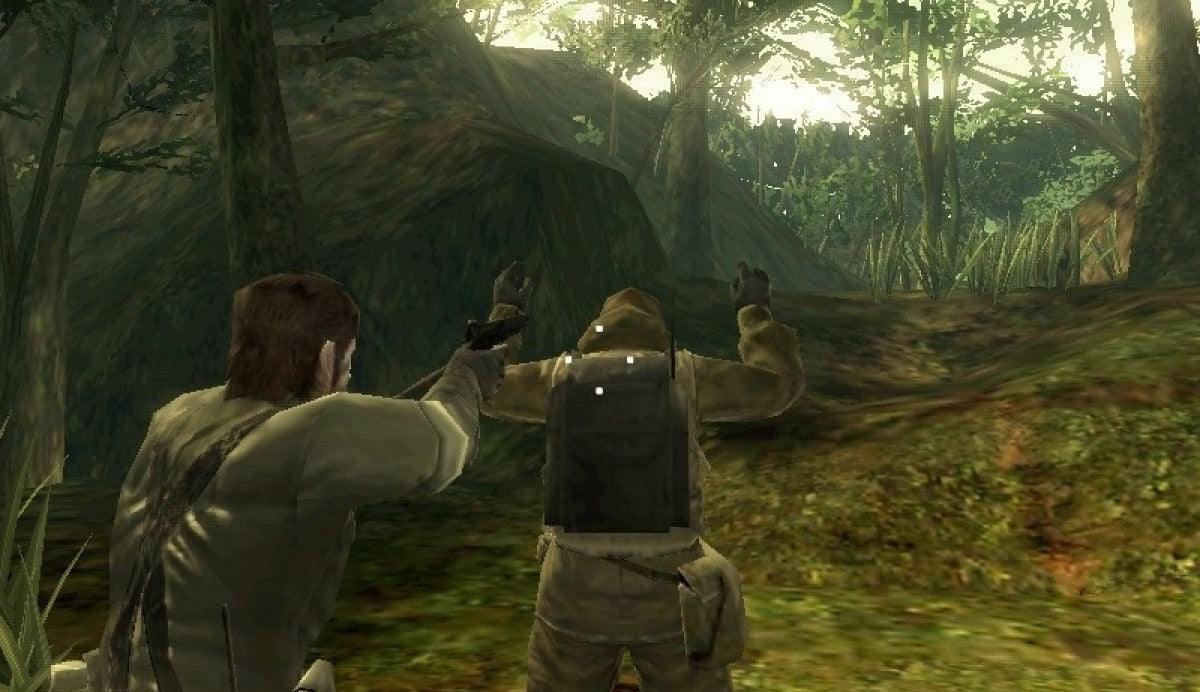 Metal Gear Solid 3 Snake Eater PS2 inspired design featuring tactical stealth action aesthetic Cold War espionage jungle survival military infiltration cinematic storytelling covert operations legendary stealth gameplay nostalgic PlayStation 2 presentation gameplay 
