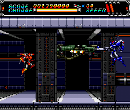 Android Assault Sega CD side scrolling shoot em up shmup anime style space combat mech shooter CD quality soundtrack fast paced arcade action Japanese style sci fi gameplay retro gaming Sega CD software video game title gameplay