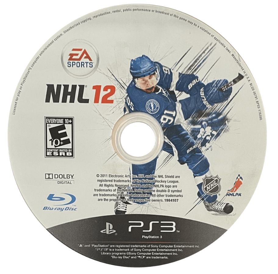 NHL 12 disc for PlayStation 3 (PS3) video game