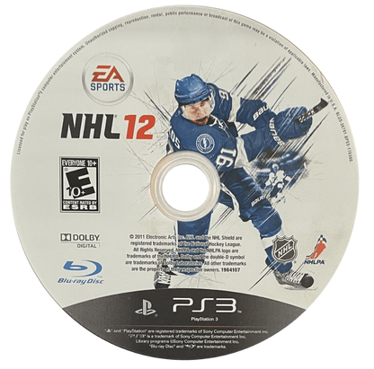 NHL 12 disc for PlayStation 3 (PS3) video game