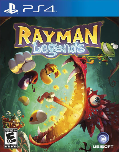 Rayman Legends PlayStation 4 PS4 for platforming video game fans featuring colorful side scrolling gameplay creative levels fast paced movement musical stages challenging obstacles cooperative multiplayer iconic Rayman characters whimsical worlds and collectible gaming appeal front cover art
